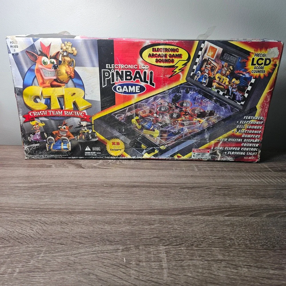 Vintage 2000 Crash Team Racing CTR Electronic LCD Pinball Game EZ-Tec KB Toys
